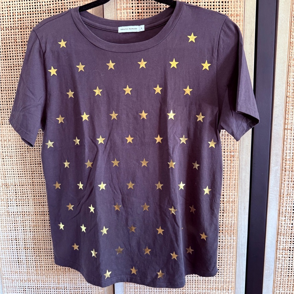 Gold Star Cotton Crewneck Tee - Gray/Gold